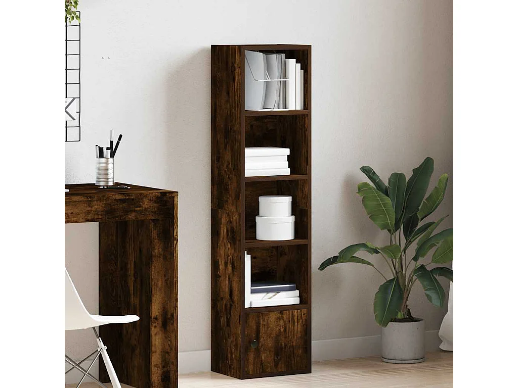 Bibliothèque chêne fumé 31x24x127 cm bois d'ingénierie