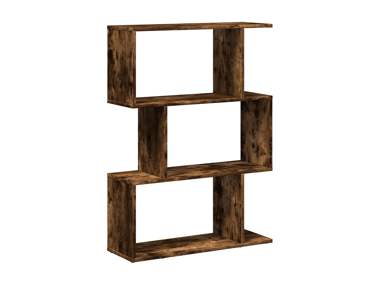 Bibliothèque séparatrice de pièce à 3 niveaux chêne fumé 70x24x97 cm