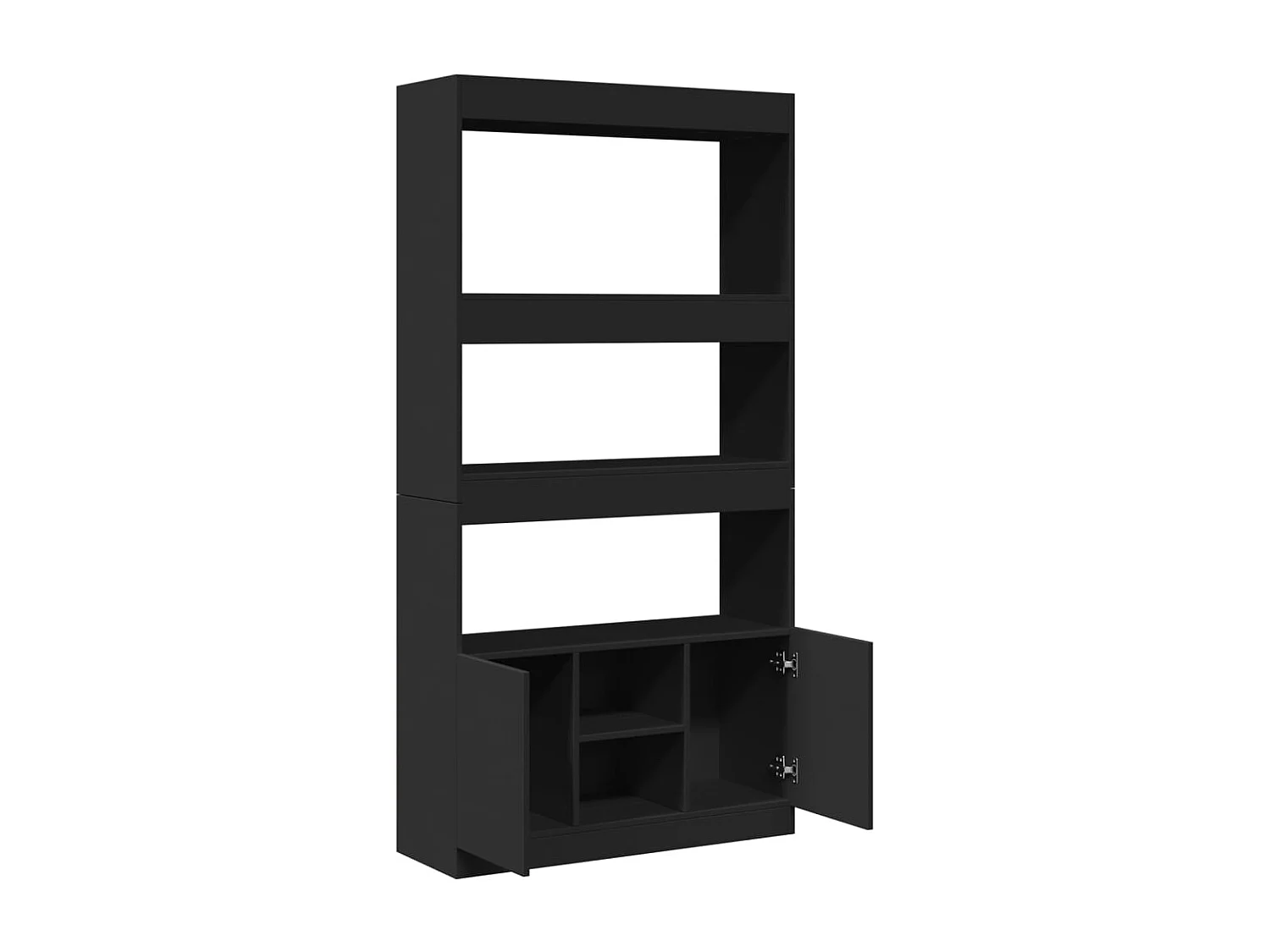 Bibliothèque noir 92x33x180 cm bois d'ingénierie