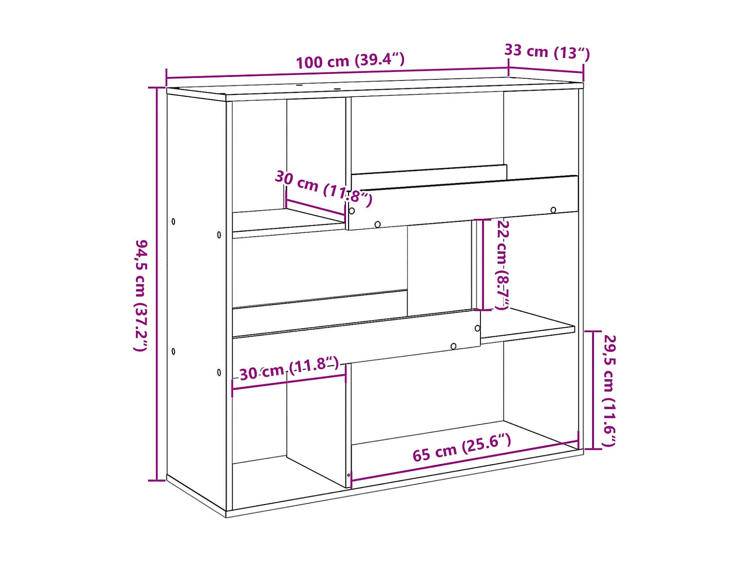 Separador de ambientes madera gris Sonoma 100x33x94,5 cm