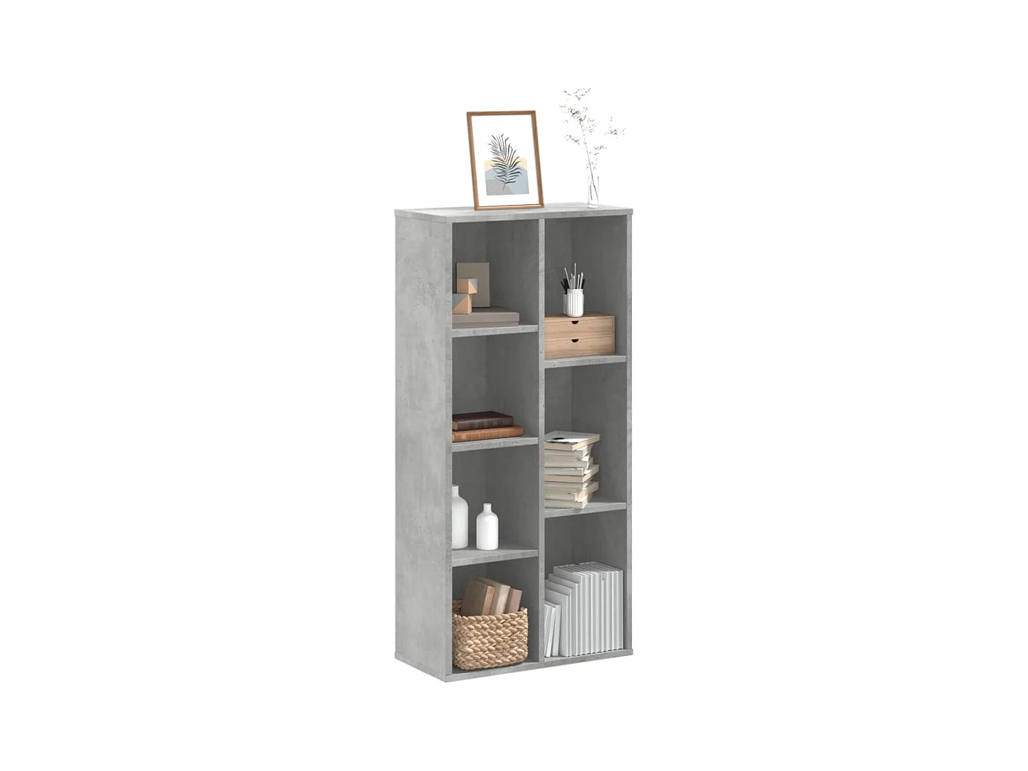 Estantería de madera de ingeniería gris hormigón 50x25x105 cm