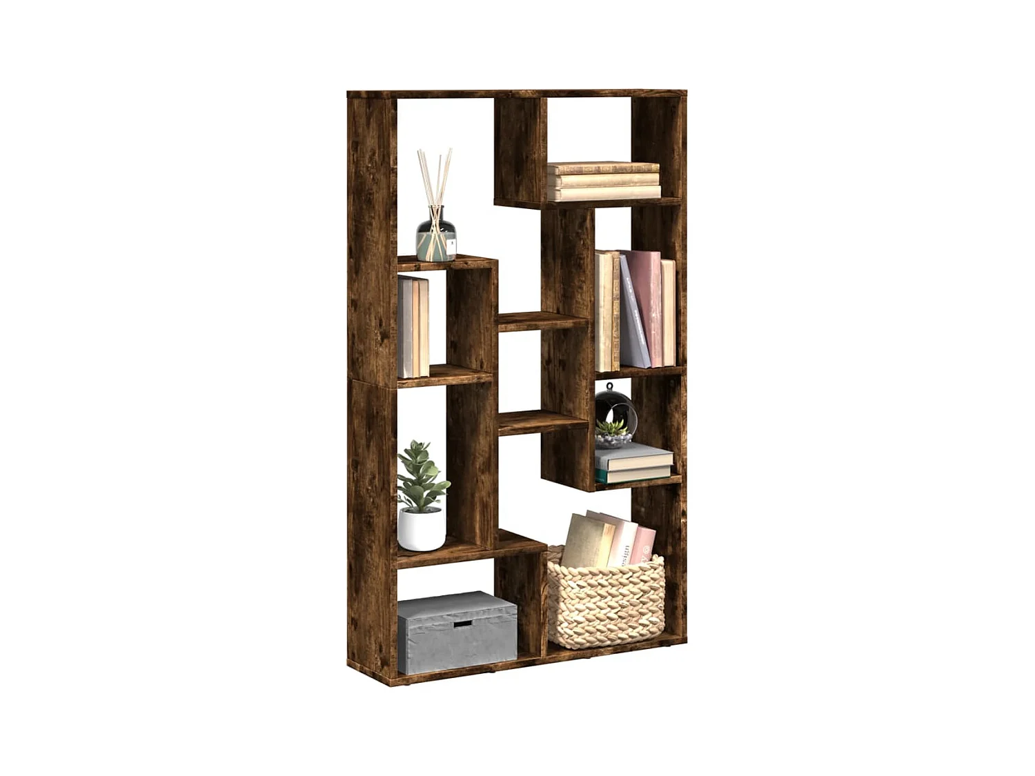 Bibliothèque chêne fumé 72x20x120 cm bois d'ingénierie