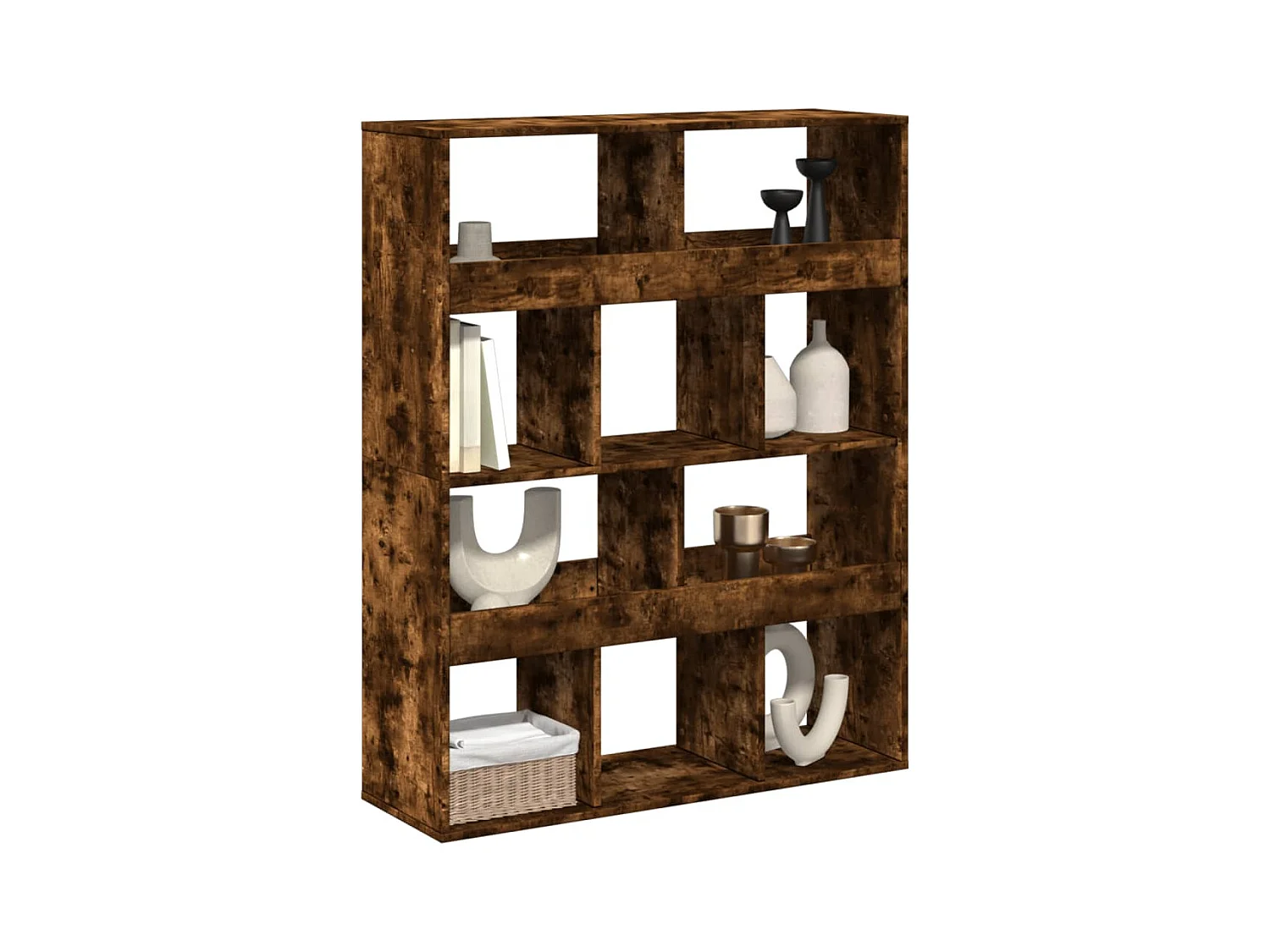 Bibliothèque / Cloison de séparation chêne fumé bois d'ingénierie