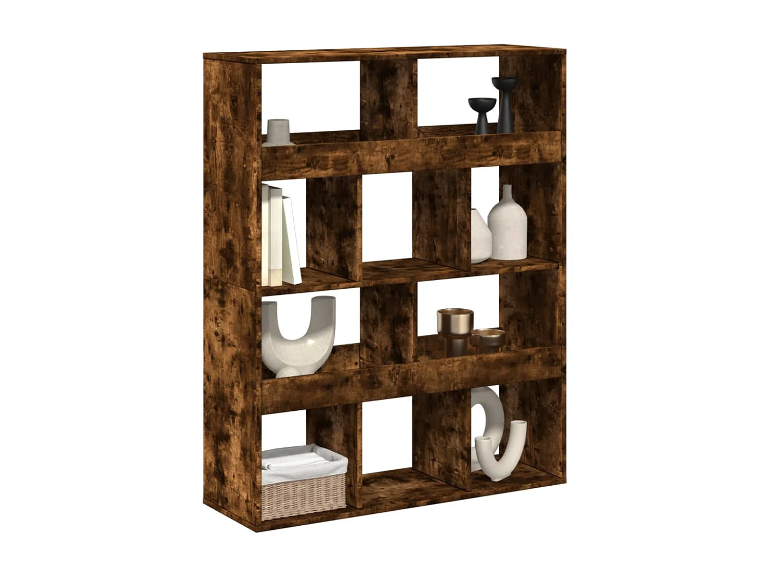 Bibliothèque / Cloison de séparation chêne fumé bois d'ingénierie