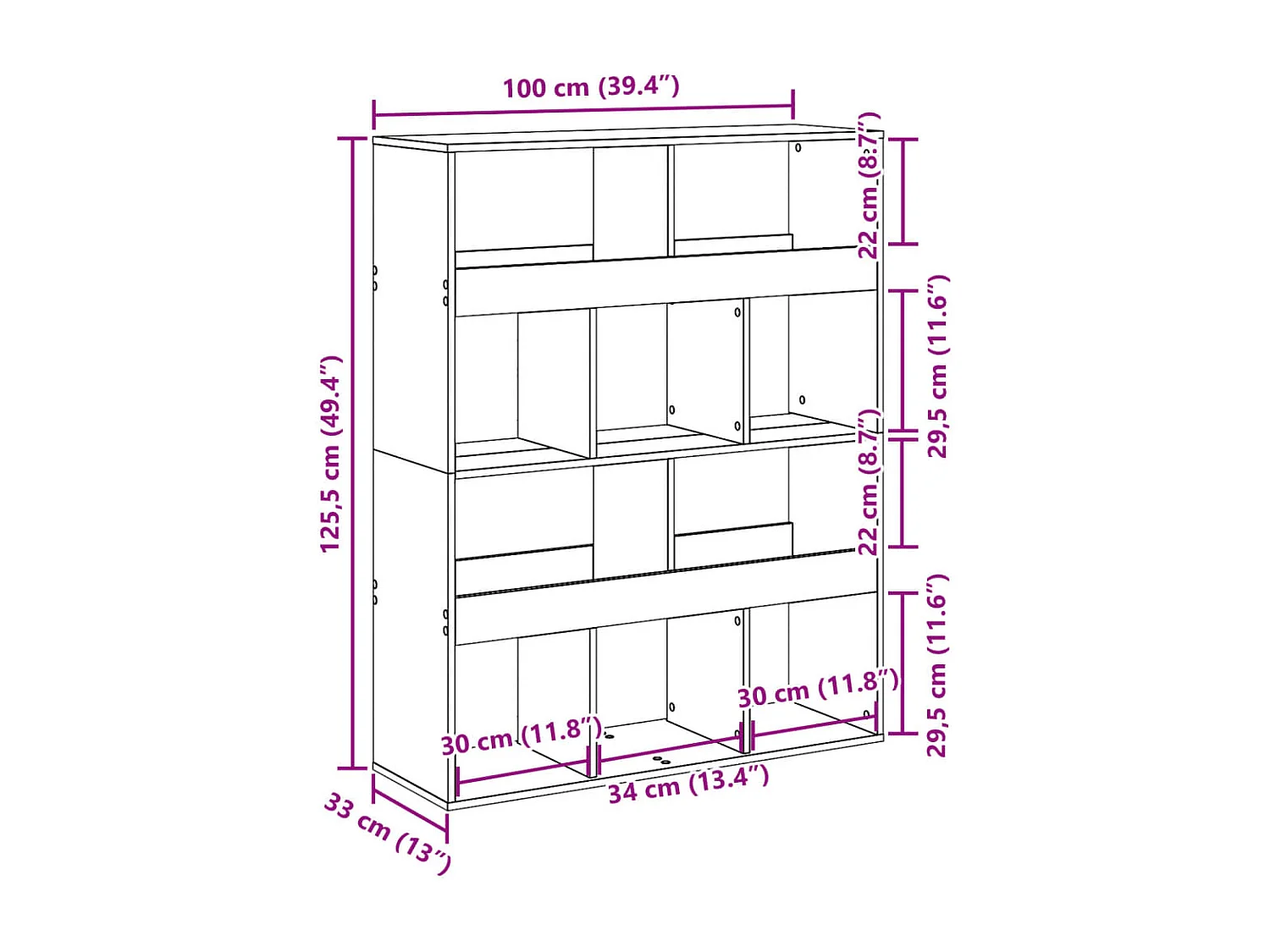 Bibliothèque / Cloison de séparation chêne fumé bois d'ingénierie