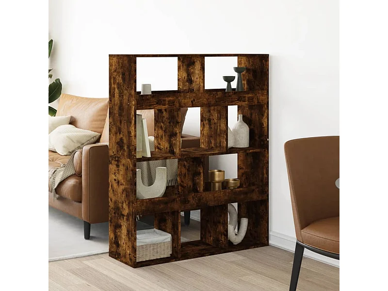 kamerscherm 100x33x125,5 cm bewerkt hout gerookt eikenkleurig