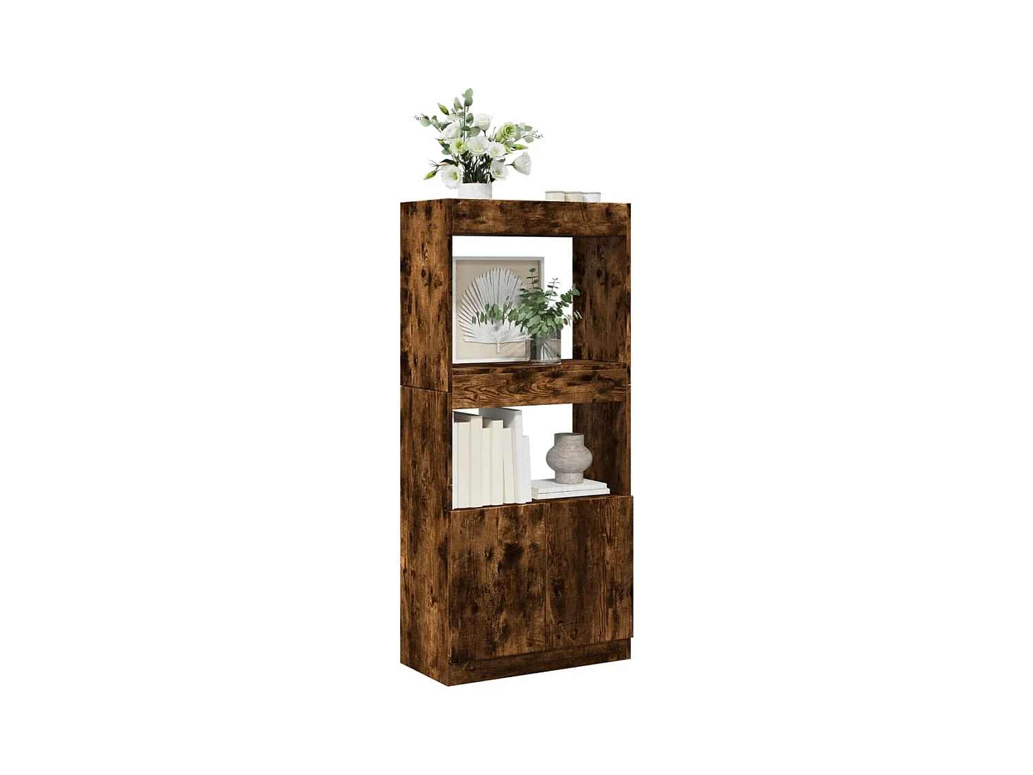 Aparador de madera de ingeniería roble ahumado 63x33x140 cm