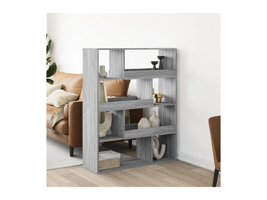 Estantería de madera de ingeniería gris Sonoma 100x33x125,5 cm