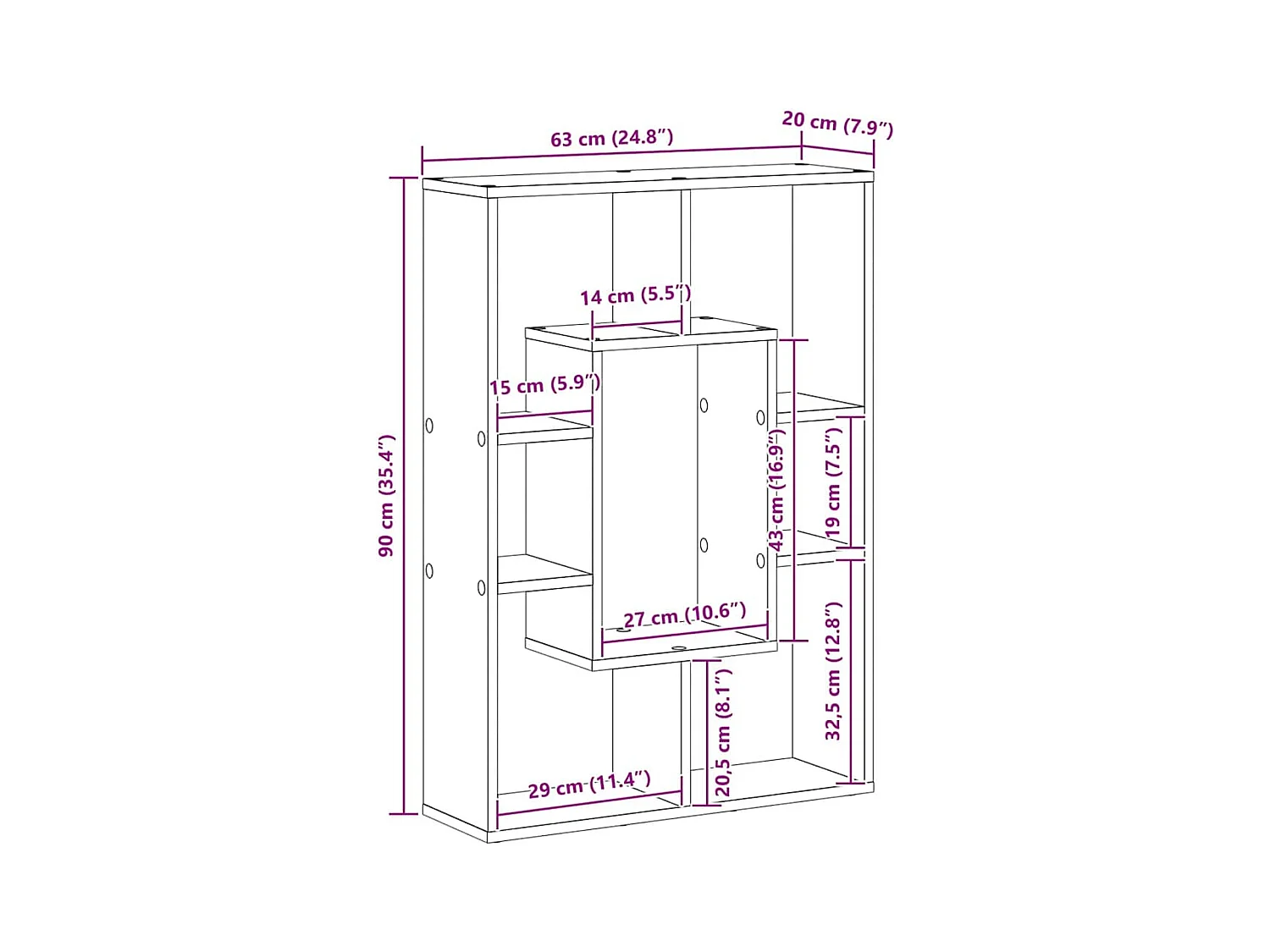 Bibliothèque Chêne noir 63 x 20 x 90 cm Bois d'ingénierie