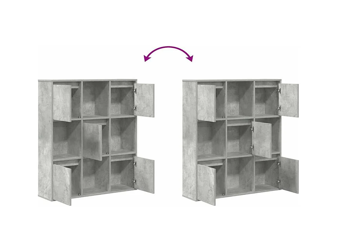 Estantería de madera de ingeniería gris hormigón 89x24x101,5 cm
