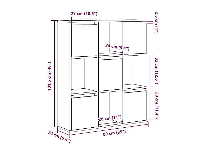 Bibliothèque gris béton 89x24x101,5 cm bois d'ingénierie