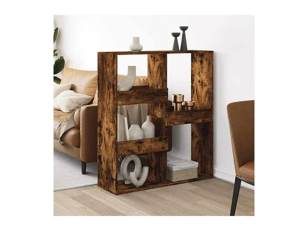 Bibliothèque / Cloison de séparation chêne fumé bois d'ingénierie