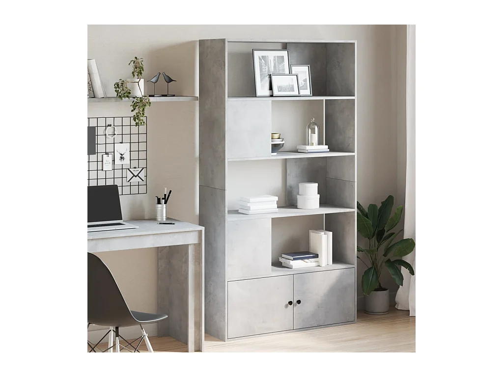 Estantería de madera de ingeniería gris hormigón 100x36x189 cm