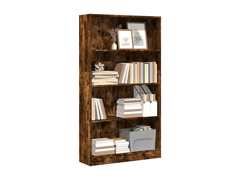 Bibliothèque chêne fumé 80x24x143 cm bois d'ingénierie