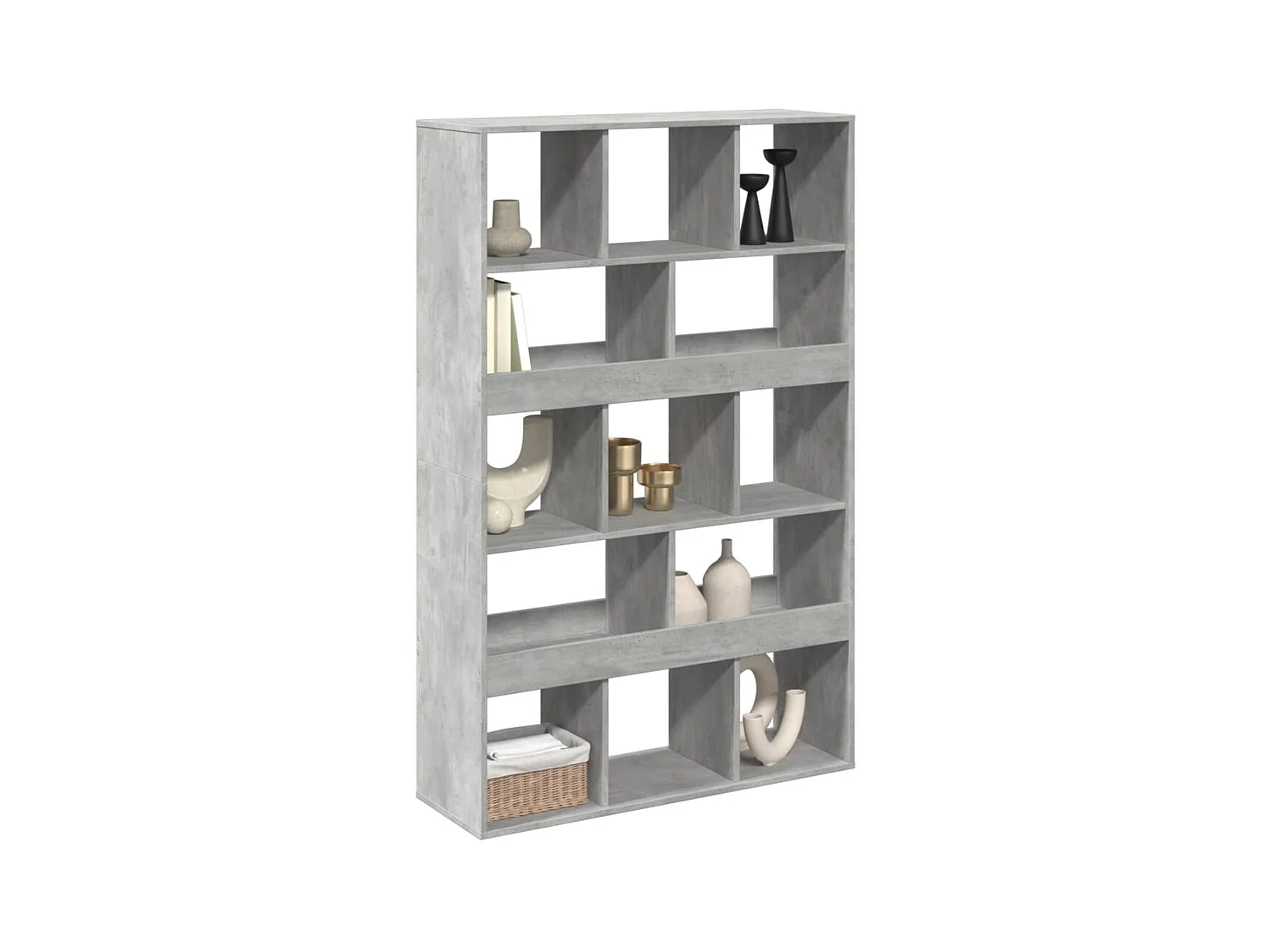 Bibliothèque / Cloison de séparation gris béton bois d'ingénierie