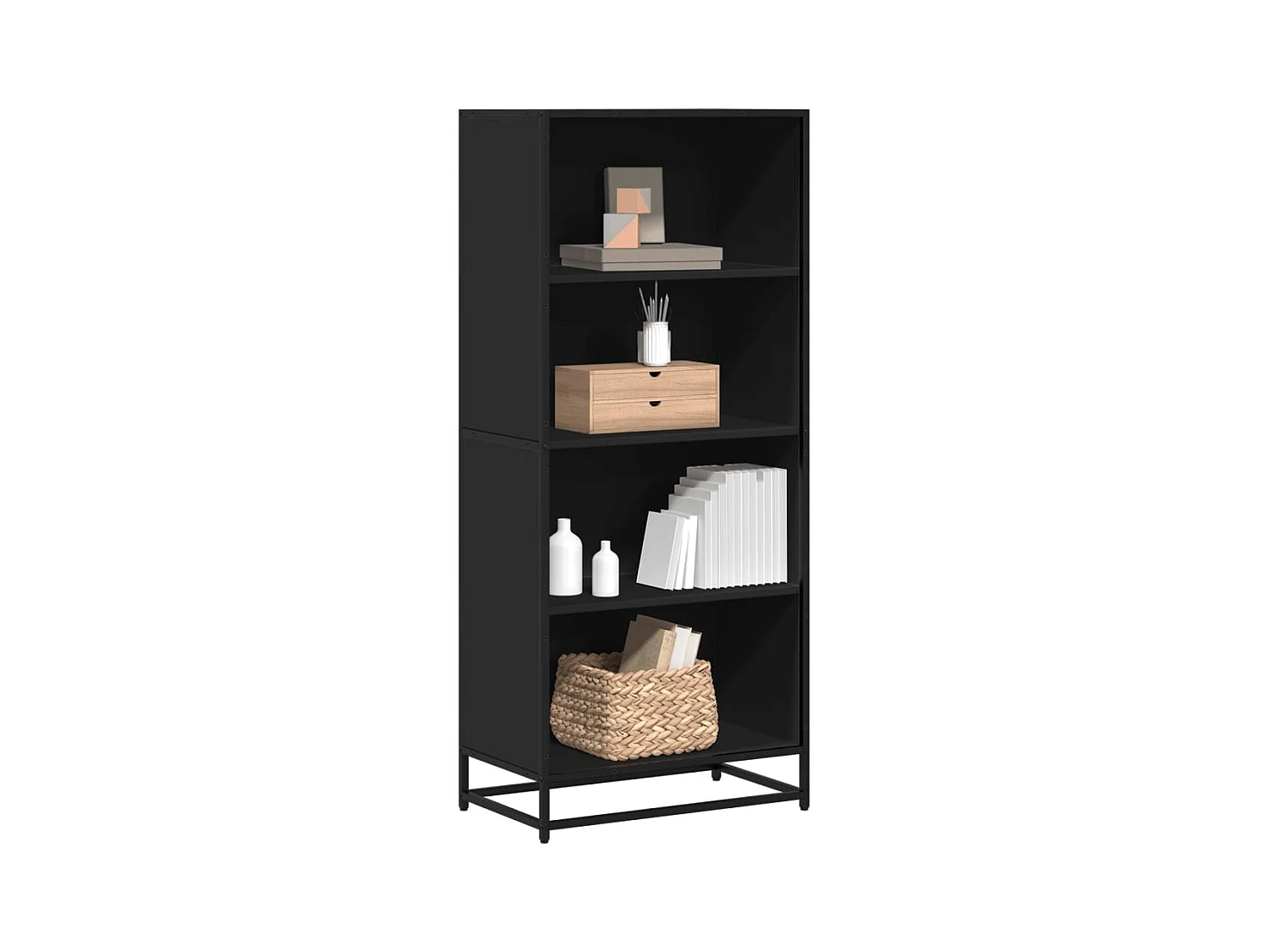 Estantería de madera de ingeniería negra 60x35x139 cm