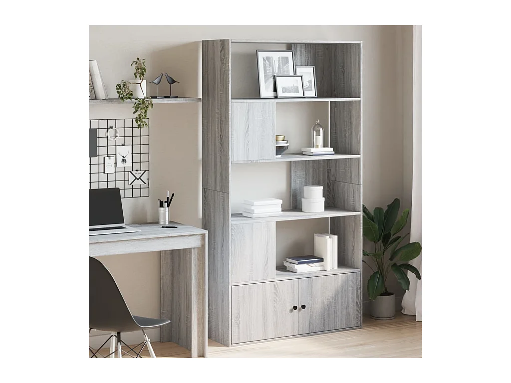 Estantería madera de ingeniería gris Sonoma 100x36x189 cm