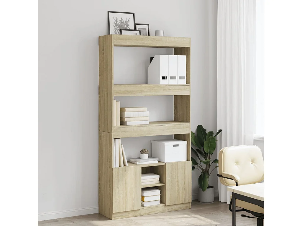 Aparador alto madera de ingeniería roble Sonoma 92x33x180 cm