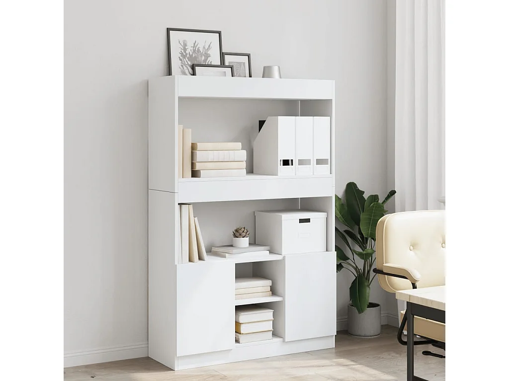 Bibliothèque blanc 92x33x140 cm bois d'ingénierie