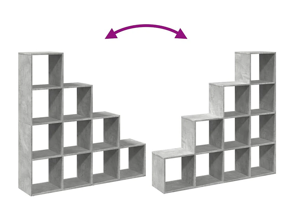 Bibliothèque séparatrice de pièce à 4 niveaux gris béton