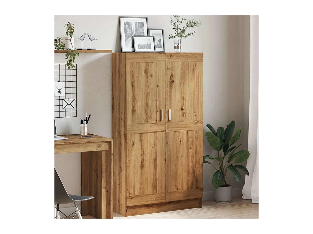 Bibliothèque chêne artisanal 82,5x30,5x150 cm bois d'ingénierie