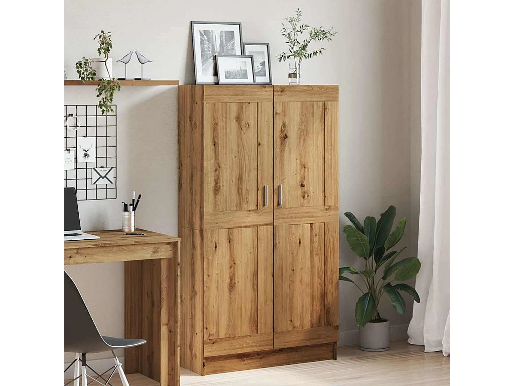 Bibliothèque chêne artisanal 82,5x30,5x150 cm bois d'ingénierie