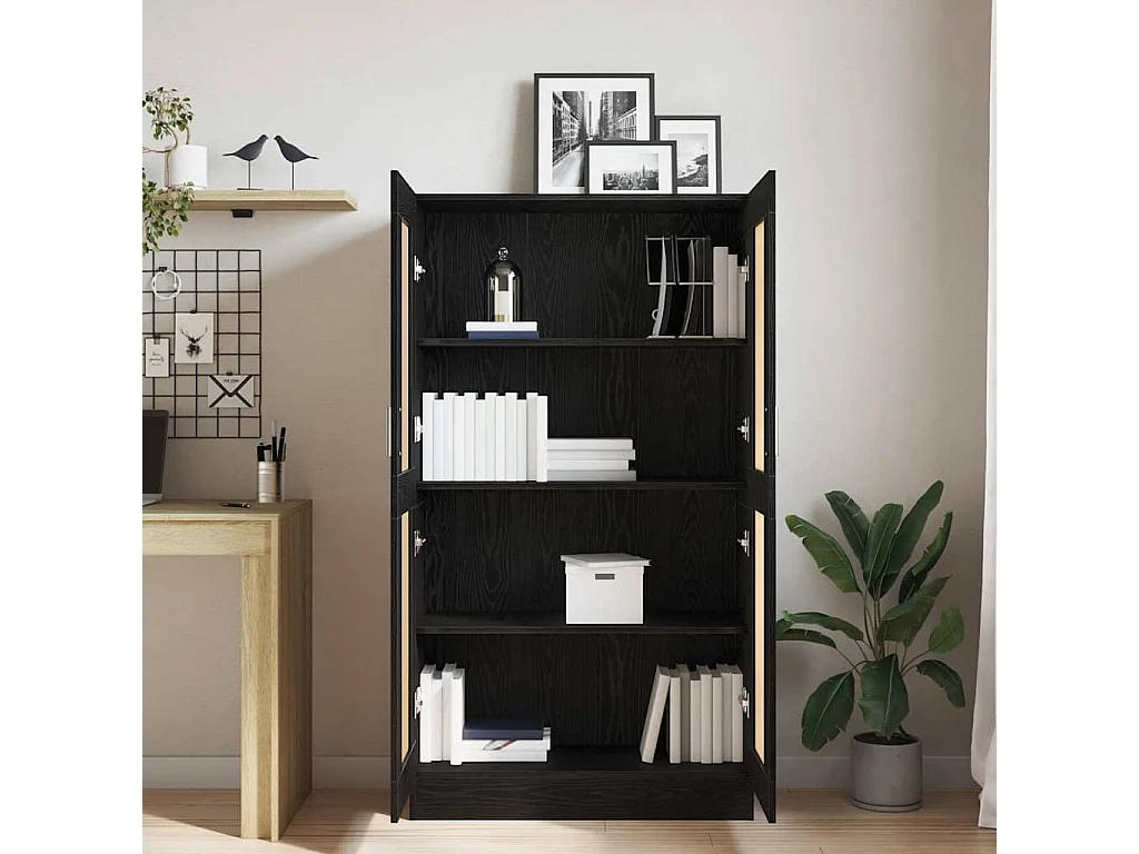 Meuble de Bibliothèque Chêne noir 82.5 x 30.5 x 150 cm