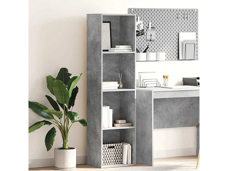 Estantería de madera de ingeniería gris hormigón 40x30x152 cm