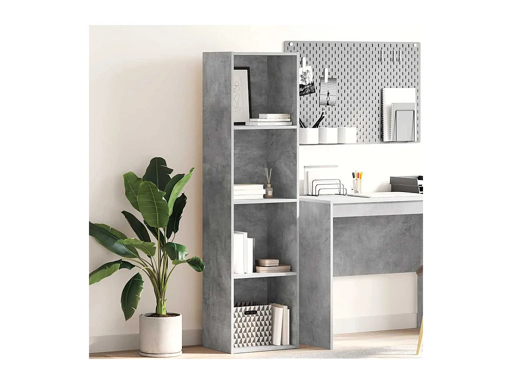 Estantería de madera de ingeniería gris hormigón 40x30x152 cm