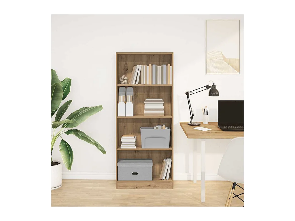 Bibliothèque chêne artisanal 60x24x143 cm bois d'ingénierie