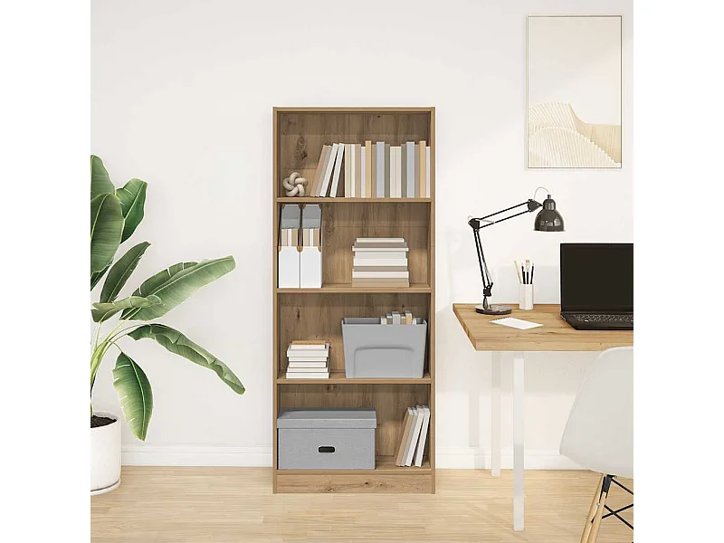 Bibliothèque chêne artisanal 60x24x143 cm bois d'ingénierie