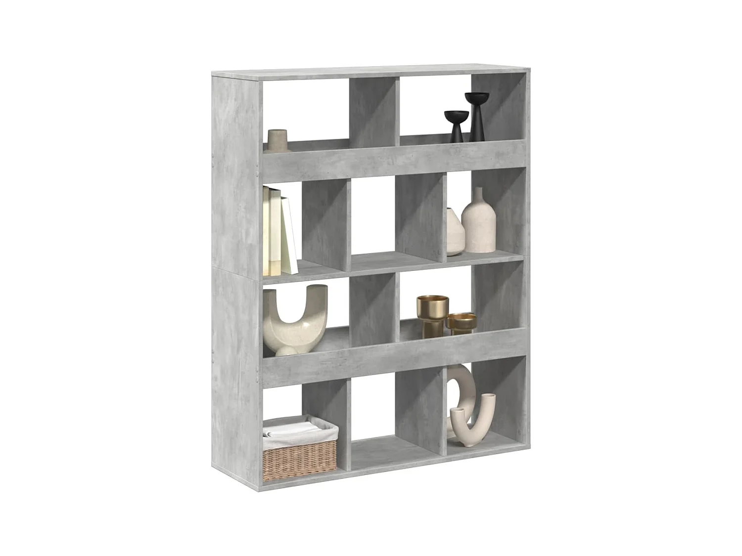 Bibliothèque / Cloison de séparation gris béton bois d'ingénierie