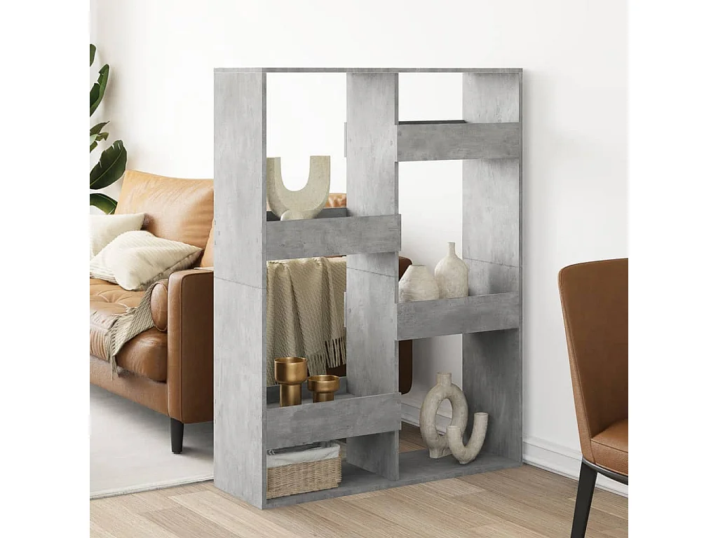 Bibliothèque / Cloison de séparation gris béton 100x33x135cm bois d'ingénierie