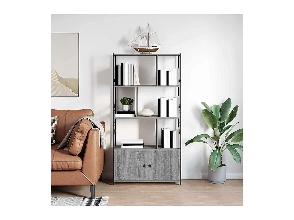 Bibliothèque Sonoma gris 80 x 30 x 155.5 cm Bois d'ingénierie