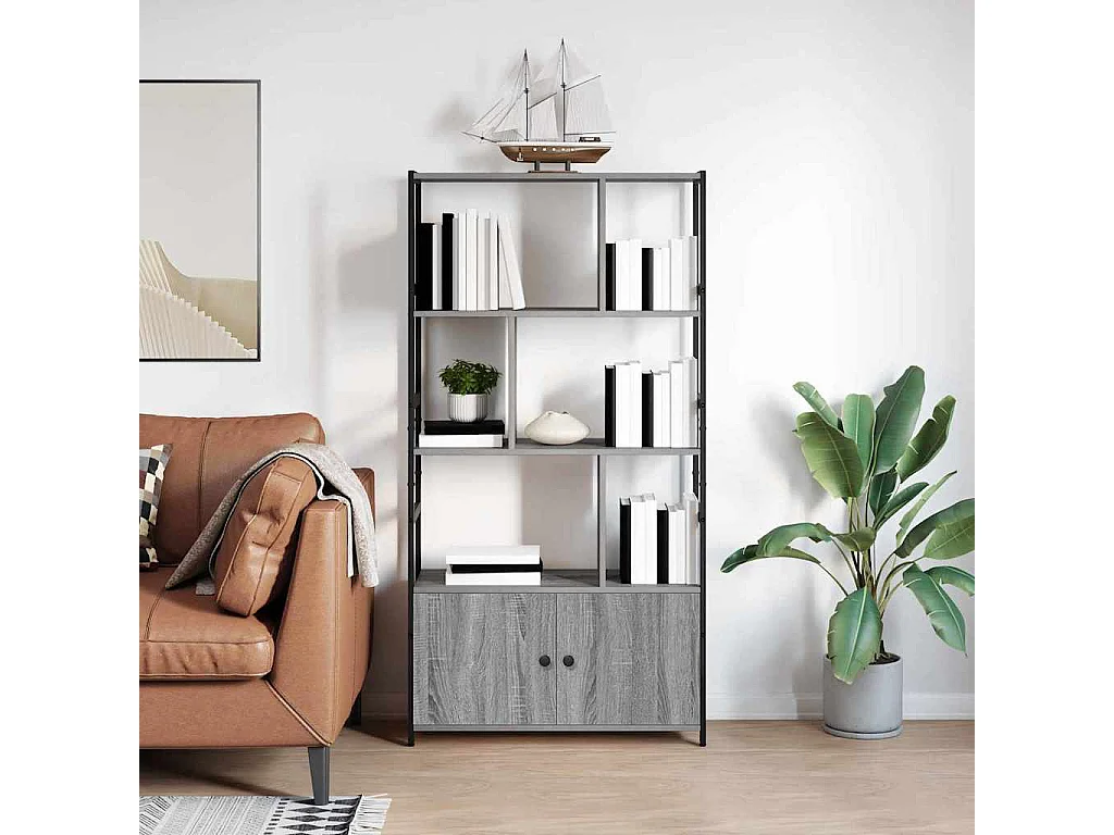 Bibliothèque Sonoma gris 80 x 30 x 155.5 cm Bois d'ingénierie
