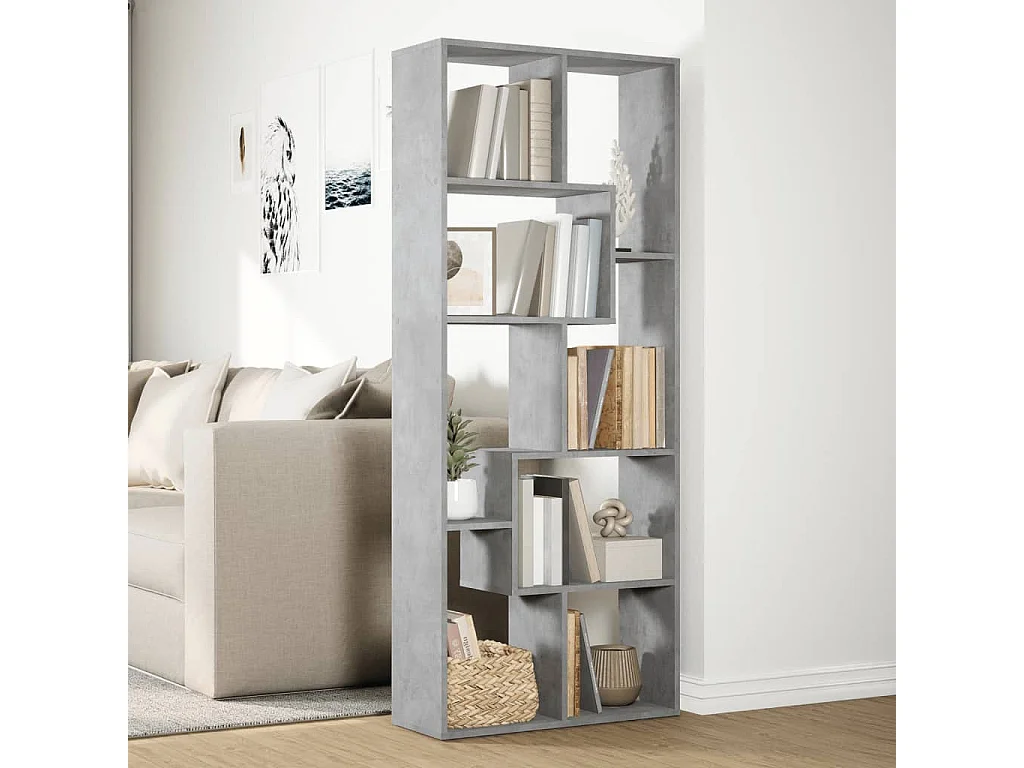 Kamerscherm / boekenkast 67x25x161,5 cm bewerkt hout betongrijs