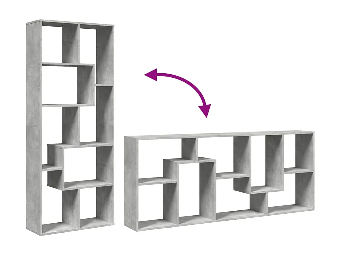 Kamerscherm / boekenkast 67x25x161,5 cm bewerkt hout betongrijs