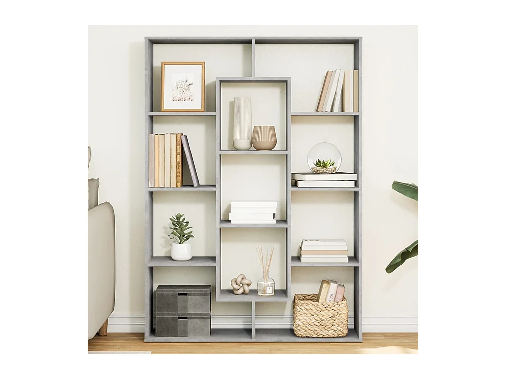 Estantería de madera de ingeniería gris hormigón 102x29x143 cm