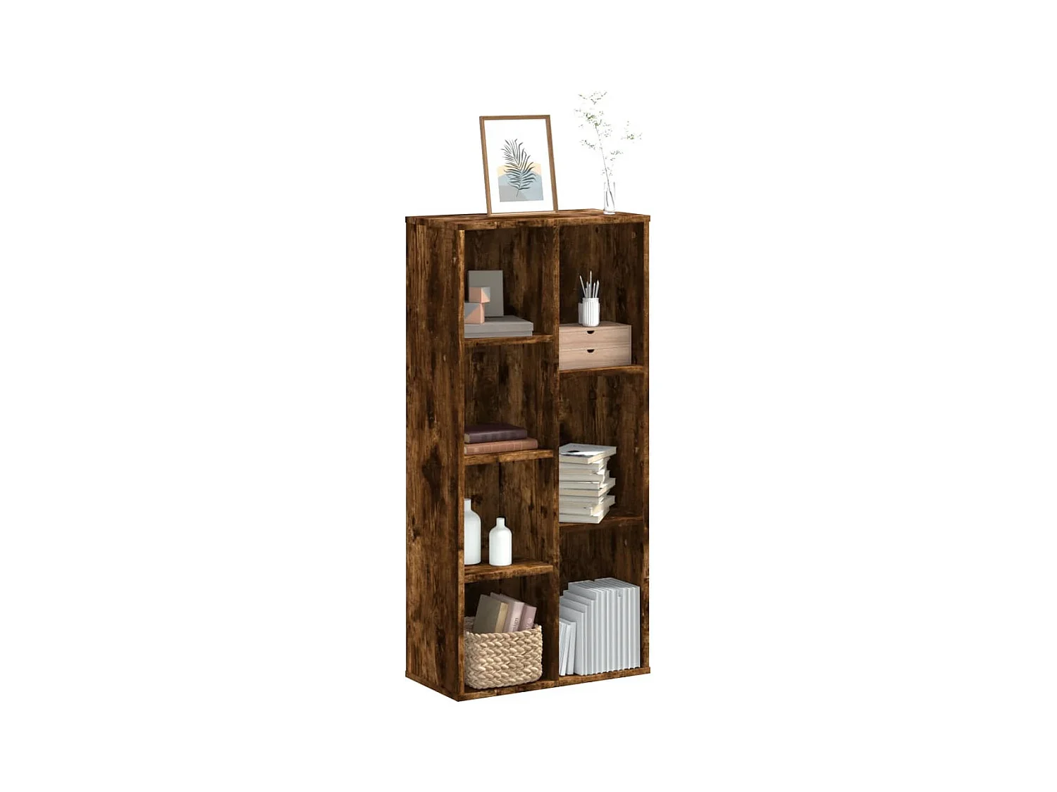Bibliothèque chêne fumé 50x25x105 cm bois d'ingénierie