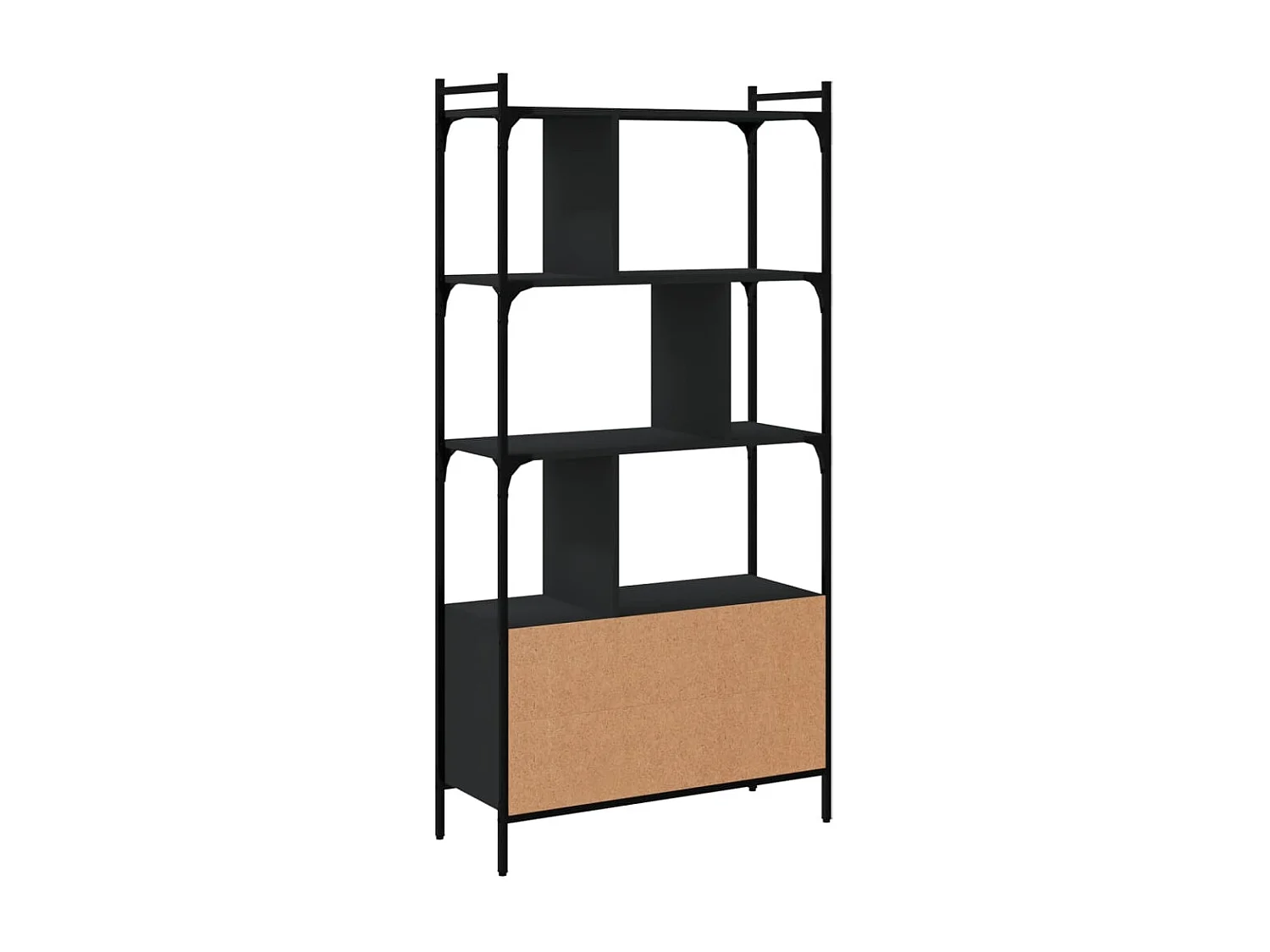 Bibliothèque avec portes noir 76,5x30x154,5cm bois d'ingénierie