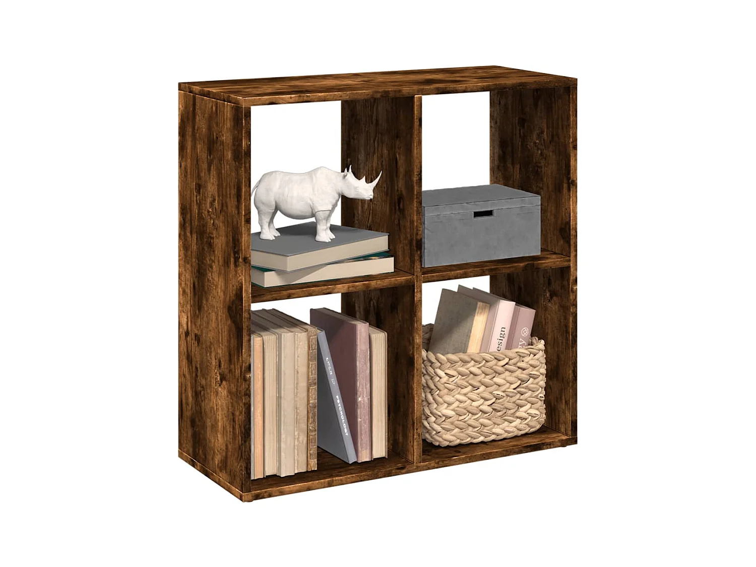 Bibliothèque séparatrice de pièce chêne fumé 69,5x29x69,5 cm