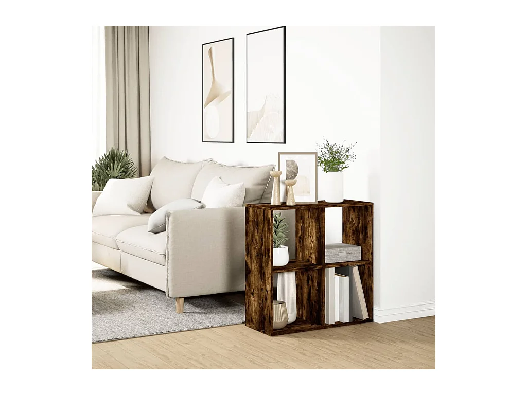 Bibliothèque séparatrice de pièce chêne fumé 69,5x29x69,5 cm