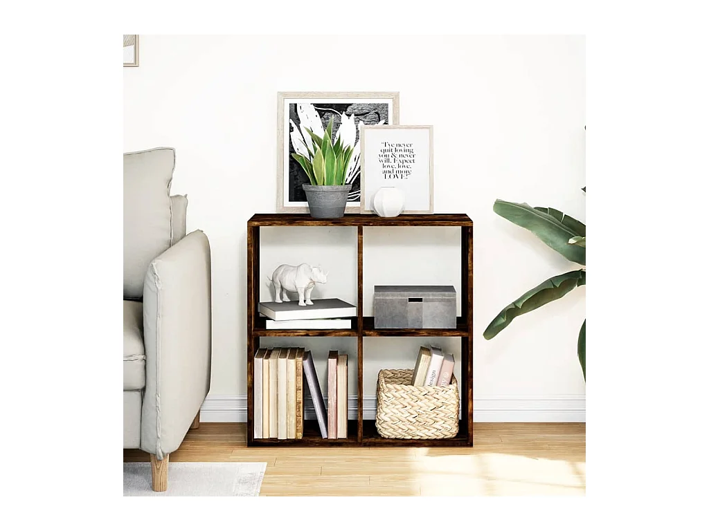 Bibliothèque séparatrice de pièce chêne fumé 69,5x29x69,5 cm