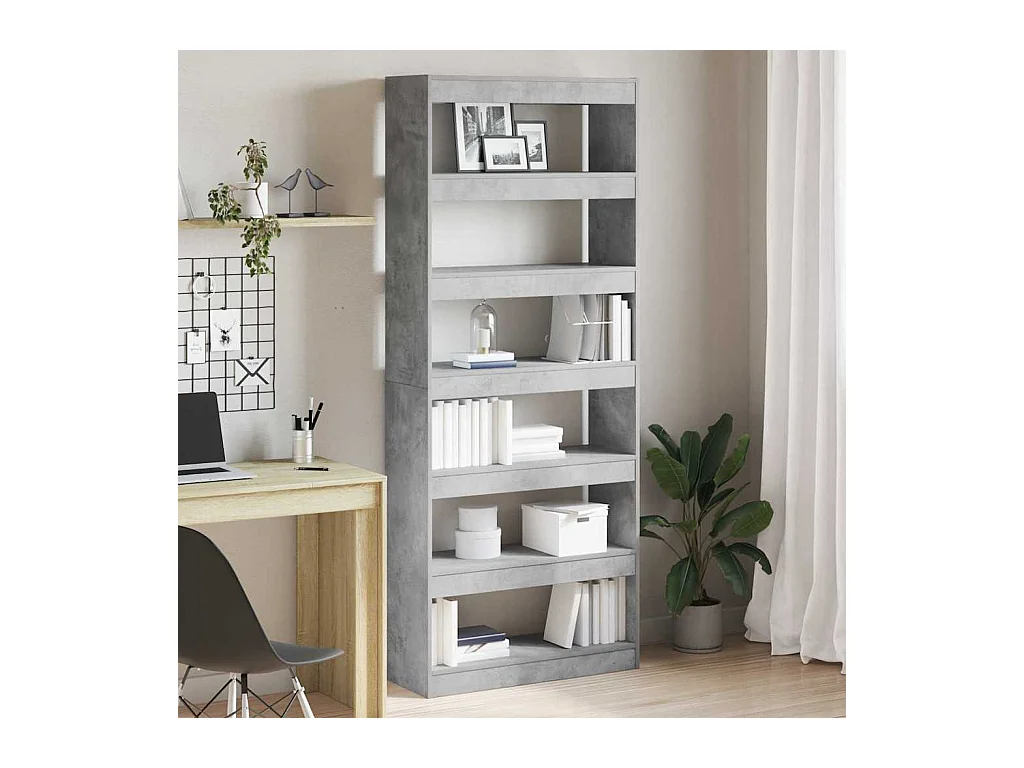 Bibliothèque Gris béton 80 x 30 x 198 cm Bois d'ingénierie