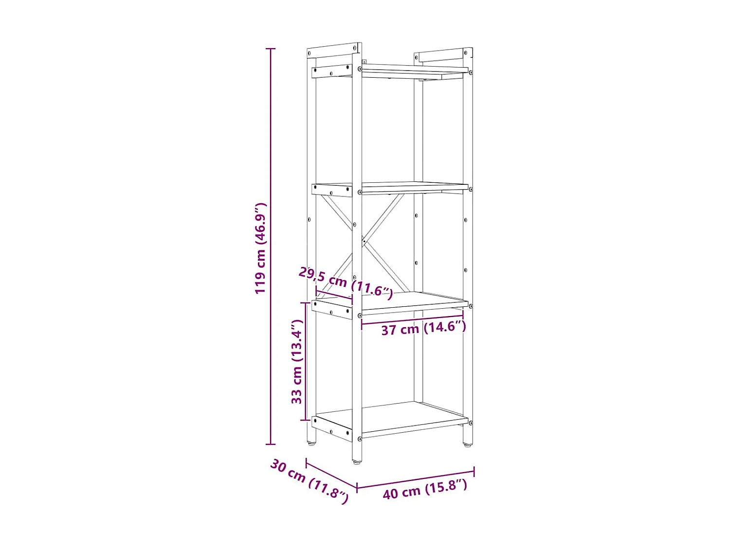 Bibliothèque Bois ancien 40 x 30 x 118 cm Bois d'ingénierie