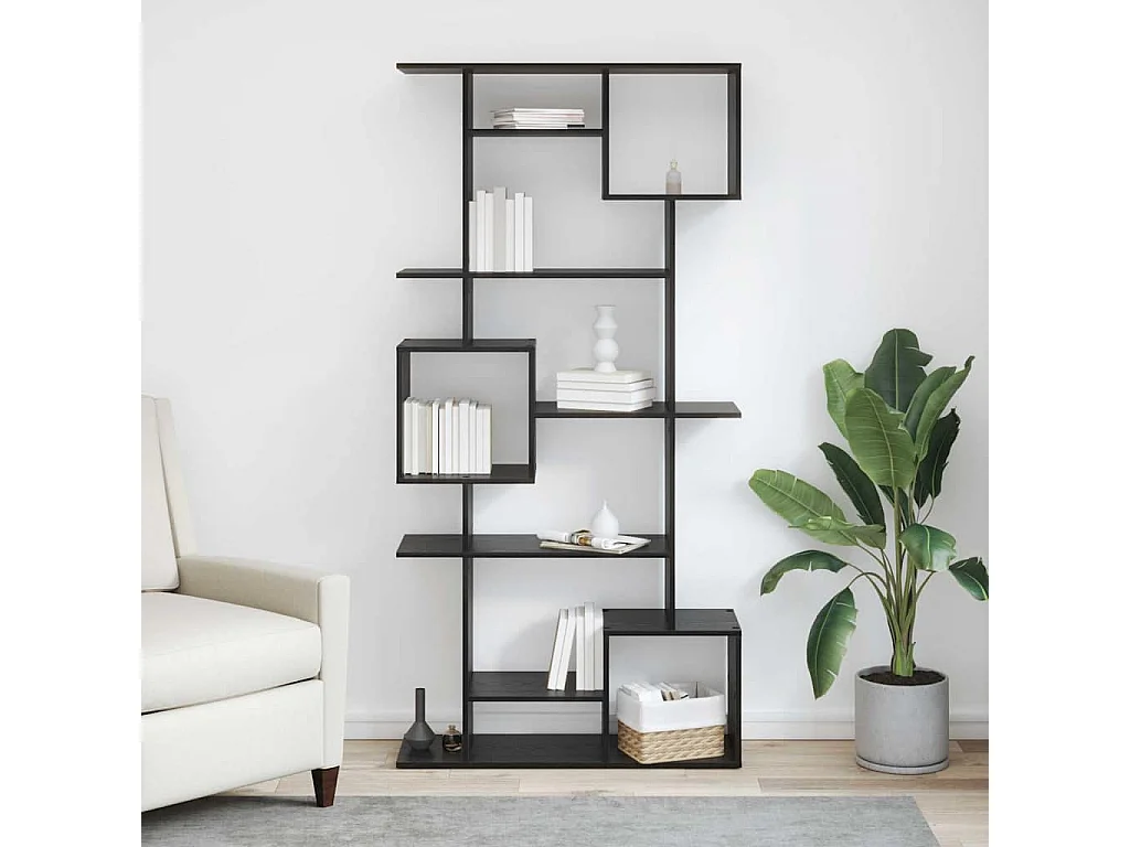 Gabinete de Livros Carvalho preto 92 x 29 x 188 cm