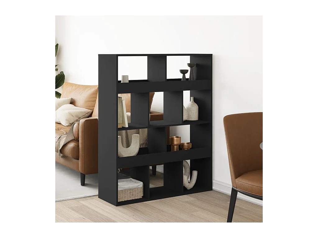 Separador de ambientes madera ingeniería negro 100x33x125,5 cm
