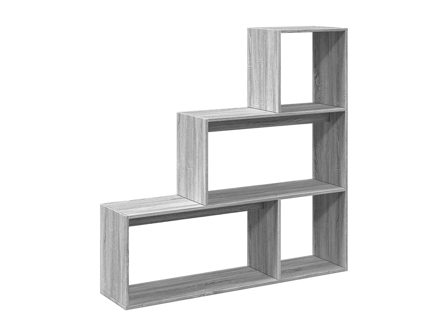 Bibliothèque séparatrice de pièce 3niveaux sonoma gris 123x29x123 cm