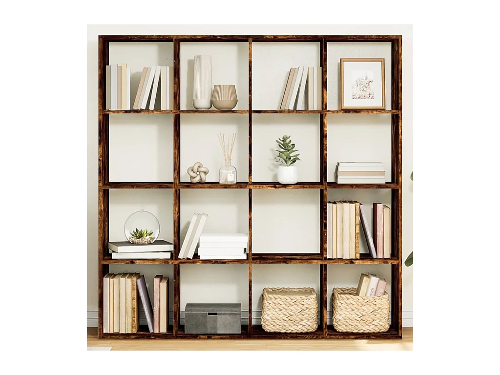 Bibliothèque chêne fumé 137,5x29x137,5 cm bois d'ingénierie