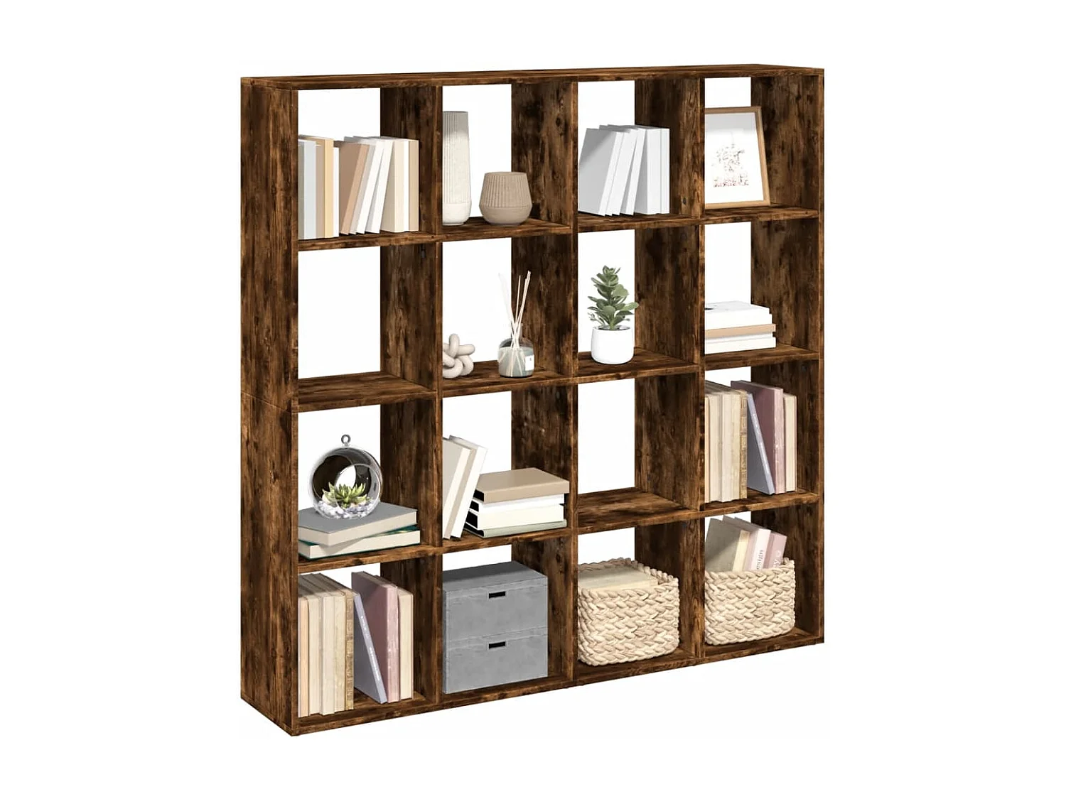 Boekenkast 137,5x29x137,5 cm bewerkt hout gerookt eikenkleurig